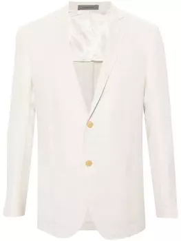 Corneliani однобортный пиджак из смесового льна, нейтральный цвет