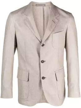 Corneliani однобортный пиджак из смесовой шерсти, нейтральный цвет
