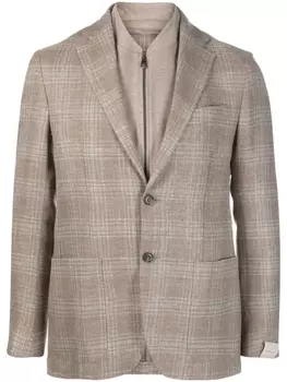 Corneliani однобортный пиджак в клетку, коричневый