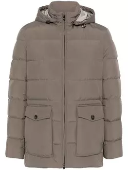 Corneliani пуховик с капюшоном, нейтральный цвет