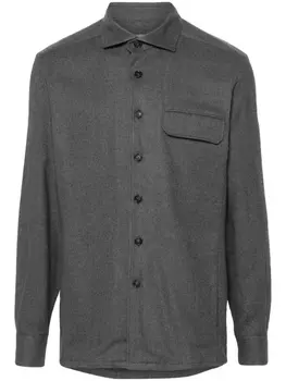 Corneliani рубашка с косым воротником, серый