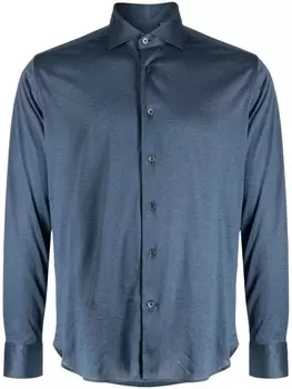Corneliani рубашка с косым воротником, синий