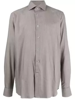 Corneliani рубашка в ломаную клетку, коричневый
