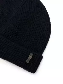 Corneliani шапка бини из вирджинской шерсти в рубчик, синий