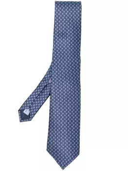 Corneliani шелковый галстук с цветочной вышивкой, синий