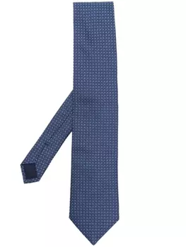 Corneliani шелковый галстук с геометричным принтом, синий