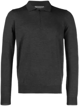 Corneliani шерстяная рубашка поло на молнии, серый