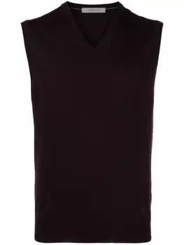 Corneliani жилет тонкой вязки с вышитым логотипом, фиолетовый