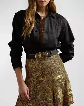 Corrine рубашка с длинным рукавом и пуговицами спереди черного цвета Ralph Lauren