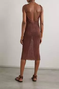 CORTANA + NET SUSTAIN Mine платье миди ажурной вязки из хлопка, красный