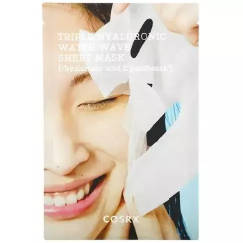 COSRX Triple Hyaluronic Water Wave Sheet Mask 20 мл — Маска для лица с гиалуроновой кислотой — Корейский уход за кожей — Без испытаний на животных — Без парабенов