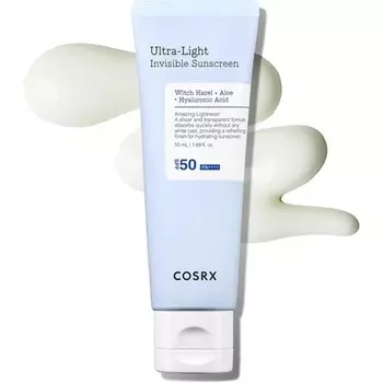 COSRX Ультралегкий невидимый солнцезащитный крем SPF50 PA++++ Легкий, быстро впитывающийся, увлажняющий солнцезащитный крем для сухой кожи, поврежденной солнцем Вода из листьев алоэ и гамамелиса
