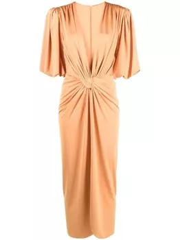 Costarellos платье миди с короткими рукавами, оранжевый