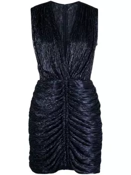 Costarellos платье мини Rampling с драпировкой и эффектом металлик, фиолетовый
