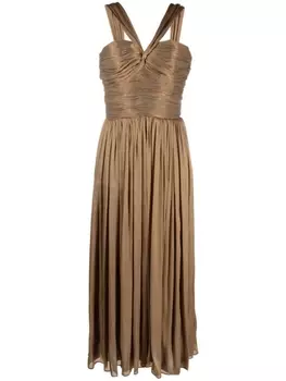 Costarellos плиссированное платье, металлик