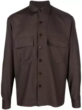 Costumein long-sleeve virgin wool shirt, коричневый