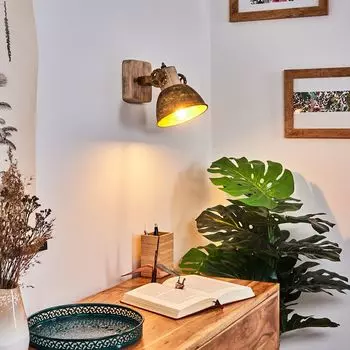 »Cotes« Комнатный светильник с 1 лампочкой из дерева и металла бронзового цвета. hofstein