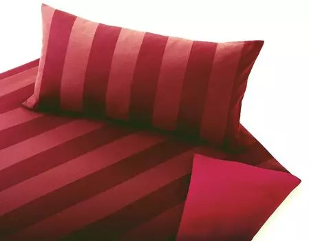 Cotonea, органический тонкий бобровый атлас, двусторонняя постельное белье, тандемная наволочка, одноцветный, малиновый/тик, i449, размер 40x80 см
