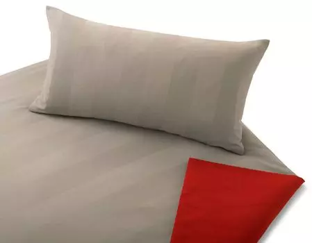 Cotonea, органический тонкий бобровый сатин, двусторонний комплект постельного белья тандем Цвет песочный/темно-красный i441 Размер 155x220 + 80x80 см