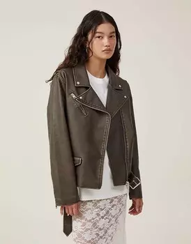 Cotton:On байкерская куртка из искусственной кожи Roman в коричневый крапчатый цвет