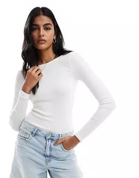 Cotton On – белое боди в рубчик с открытой спиной