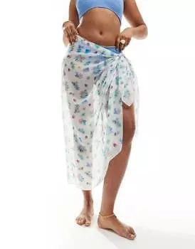 Cotton On – белый саронг с небольшим цветочным узором и сумкой для переноски Cotton:On