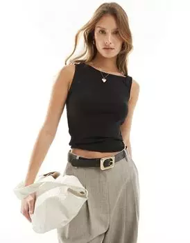 Cotton On – черный укороченный топ с открытыми плечами и закрученной деталью Cotton:On