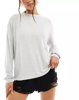 Cotton On – очень мягкий пижамный топ серого меланжевого цвета с длинными рукавами Cotton:On