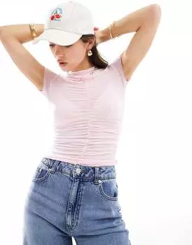 Cotton On — укороченная футболка лилового цвета со сборкой спереди Cotton:On