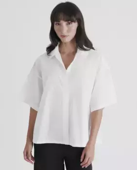 COTTON POPLIN SLEEP Футболка с коротким рукавом и пуговицами Calvin Klein, белый