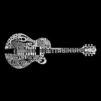 Country Guitar — мужская футболка с рисунком Word Art LA Pop Art, серый