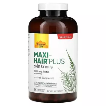 Country Life Maxi-Hair Plus 5000 мкг 360 вегетарианских капсул
