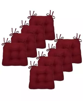 Country Living Плюшевые однотонные двусторонние подушки для стула в деревенском доме с прочными завязками - Лен - 8 шт Kate Aurora, черный