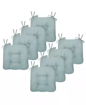 Country Living Плюшевые однотонные двусторонние подушки для стула в деревенском доме с прочными завязками - Лен - 8 шт Kate Aurora, синий