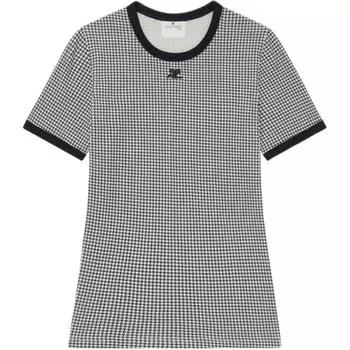 COURREGES Футболка Courrges Contrast Houndstooth «Houndstooth White/Black»