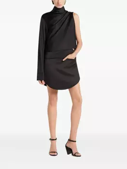 Courrges атласная юбка мини, черный