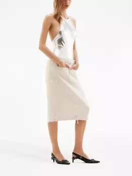 Courrges боди с эффектом металлик и вышитым логотипом, серебряный