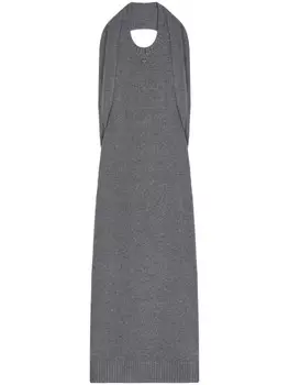 Courrges драпированное платье миди с открытыми плечами, серый