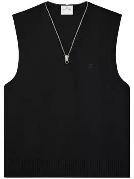 Courrges джемпер без рукавов с V-образным вырезом, черный