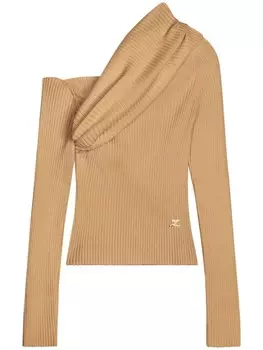 Courrges джемпер с вышитым логотипом, коричневый