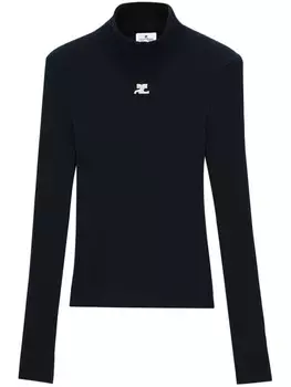 Courrges джемпер с высоким воротником и нашивкой-логотипом, синий
