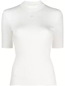 Courrges джемпер в рубчик с логотипом, белый