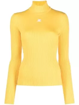 Courrges джемпер в рубчик с логотипом, желтый