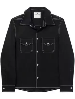 Courrges джинсовая рубашка с декоративной строчкой, черный