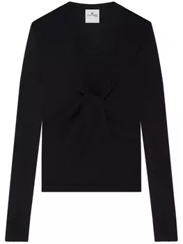 Courrges футболка с драпировкой, черный