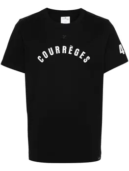 Courrges футболка с логотипом, черный
