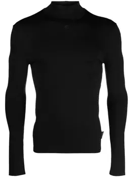 Courrges футболка с вышитым логотипом, черный