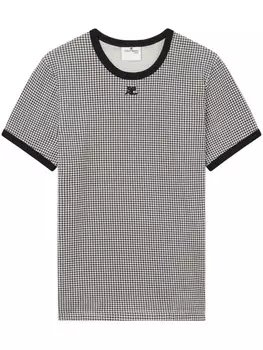 Courrges футболка в ломаную клетку, черный