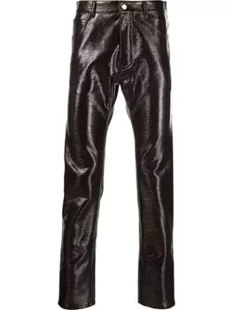 Courrges глянцевые брюки скинни, коричневый
