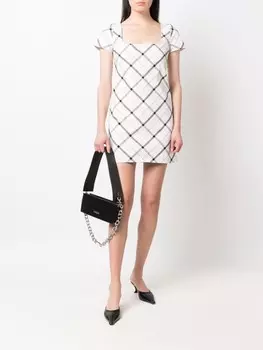 Courrges клетчатое платье с короткими рукавами, белый